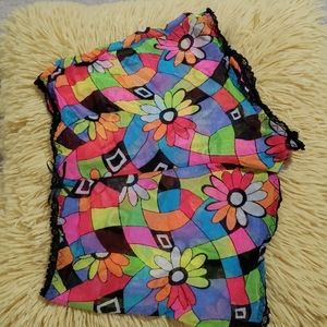 RARE true vintage Trashy brand flower power mesh booty shorts with lace trim Y2K